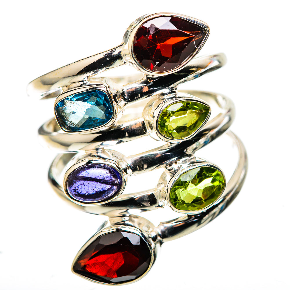 Large Garnet, Peridot, Blue Topaz, Tanzanite Ring Size 9.75 (925 Sterling Silver) RING136130