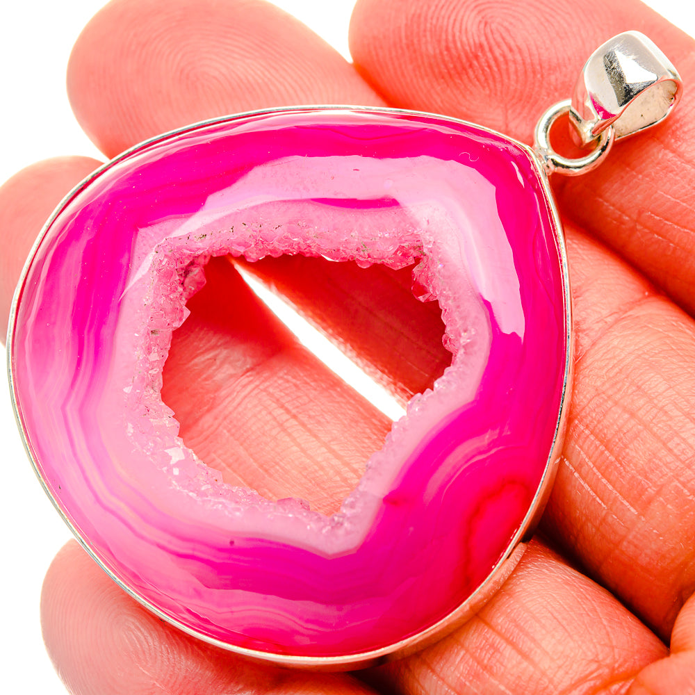 Pink Window Druzy Pendant 2 1/4" (925 Sterling Silver) PD37154