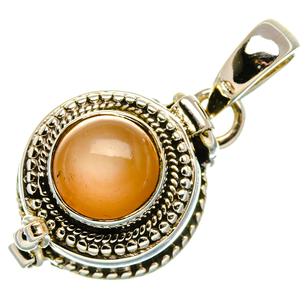 Poison Peach Moonstone Pendant 1 1/8" (925 Sterling Silver) PD37606
