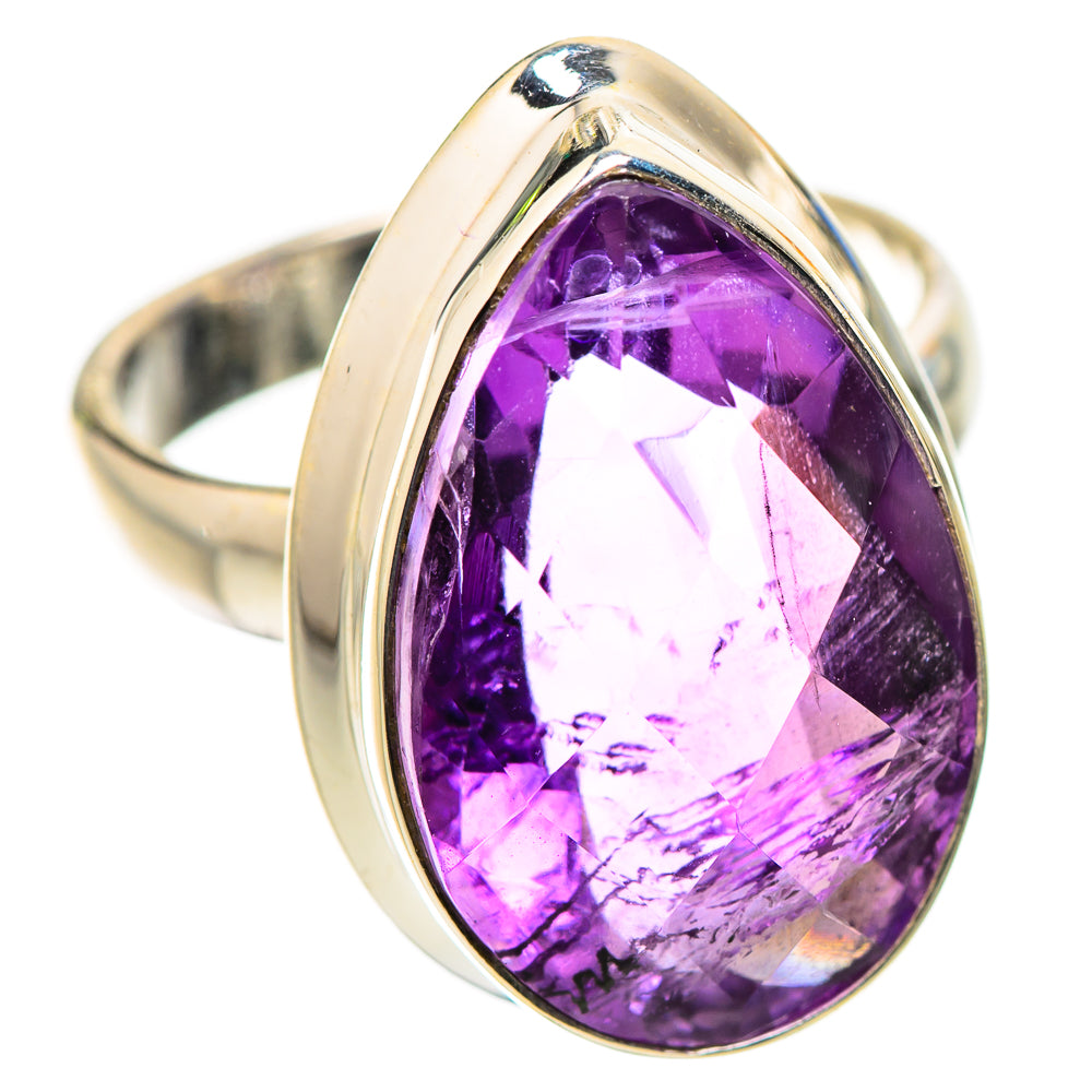 Anasilvercos Faceted Amethyst Ring Size 6.25 (925 Sterling Silver)
