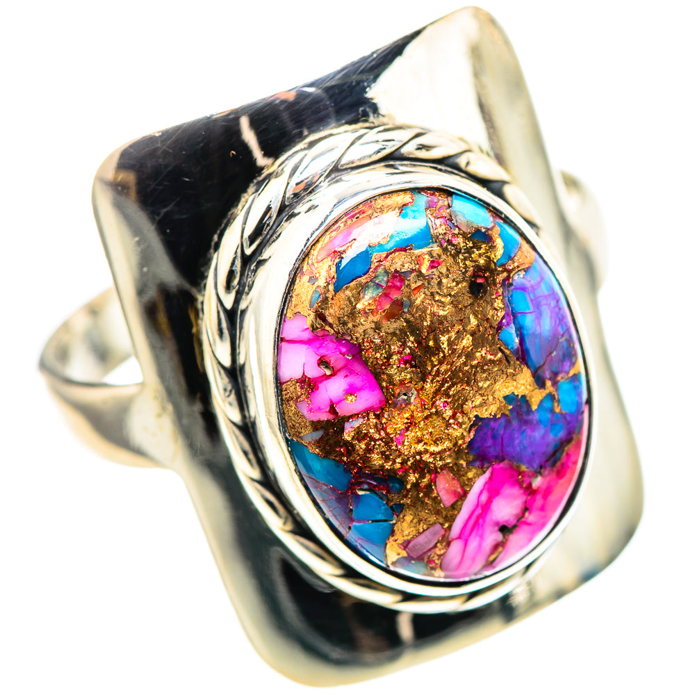 Kingman Pink Dahlia Turquoise Ring Size 11.75 (925 Sterling Silver) RING136846