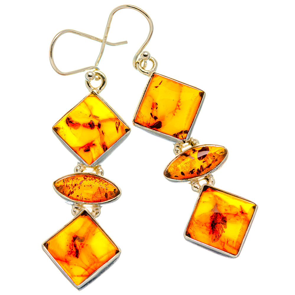 Baltic Amber Earrings 2 1/4"  (925 Sterling Silver) EARR431662