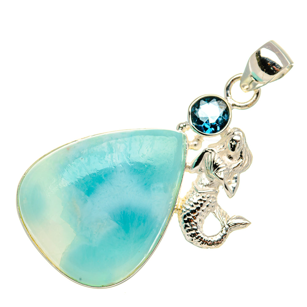 Larimar, Blue Topaz Pendant 1 7/8" (925 Sterling Silver) PD37569