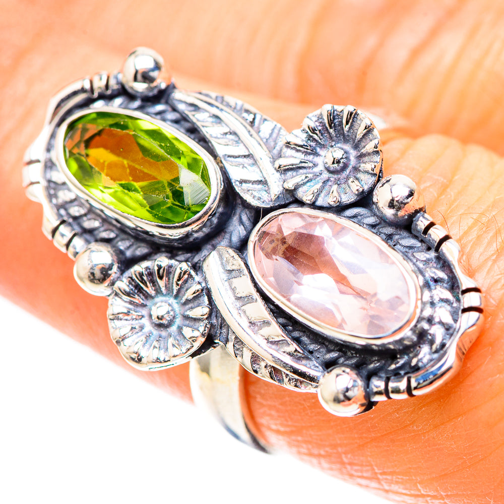 Rainbow Moonstone, Peridot Ring Size 7.25 (925 Sterling Silver) RING136717