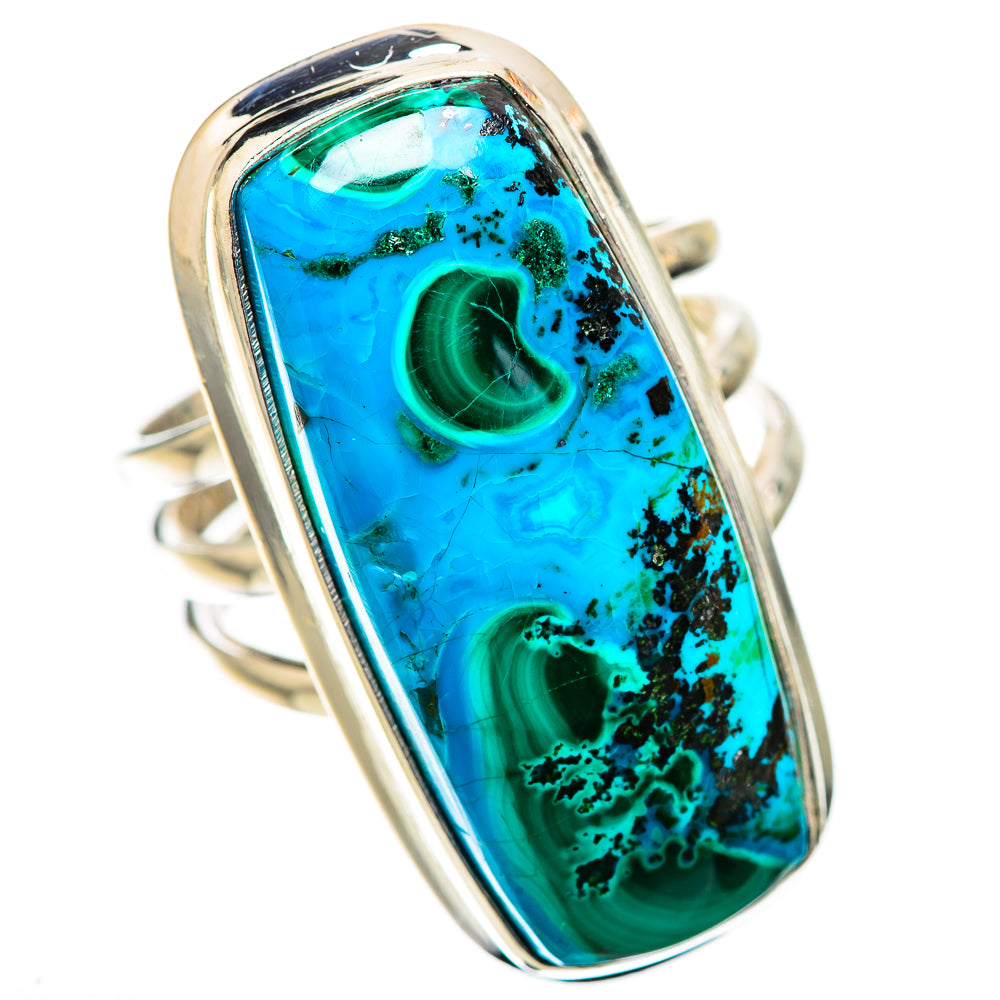 Large Malachite In Chrysocolla Ring Size 7.75 (925 Sterling Silver) RING135963