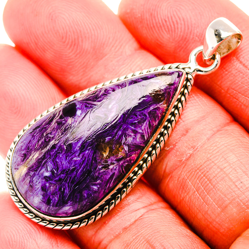 Charoite Pendant 2" (925 Sterling Silver) PD37384