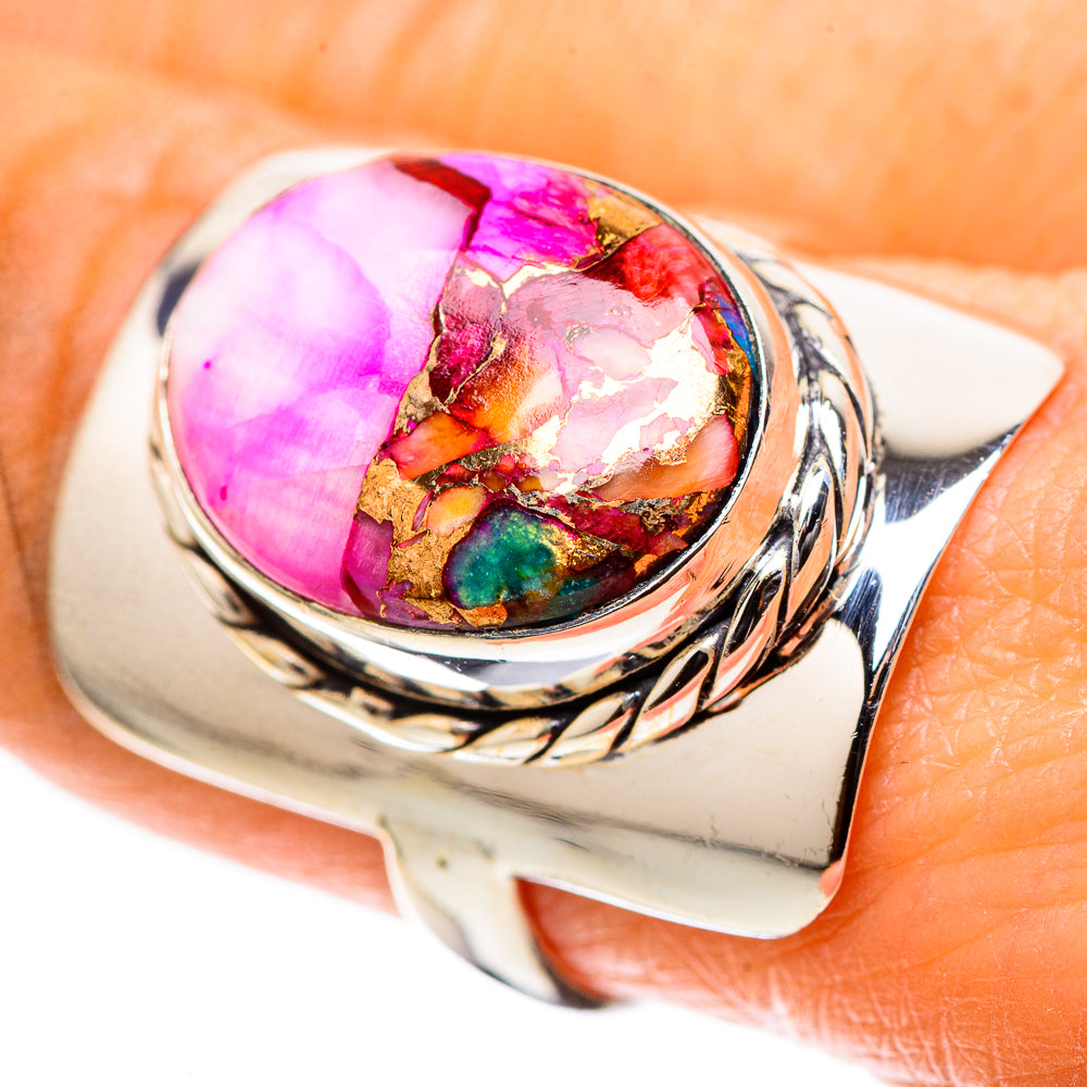 Kingman Pink Dahlia Turquoise 925 Sterling Silver Ring Size 8.5 (925 Sterling Silver) RING137659
