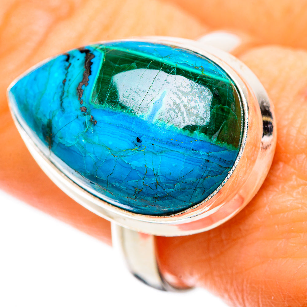 Malachite In Chrysocolla 925 Sterling Silver Ring Size 9.25 Ana Co R135304