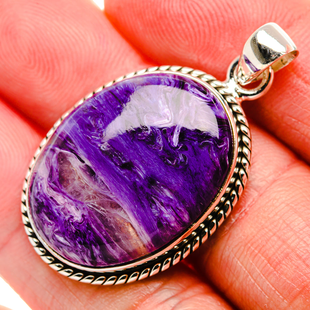 Charoite Pendant 1 5/8" (925 Sterling Silver) PD37463