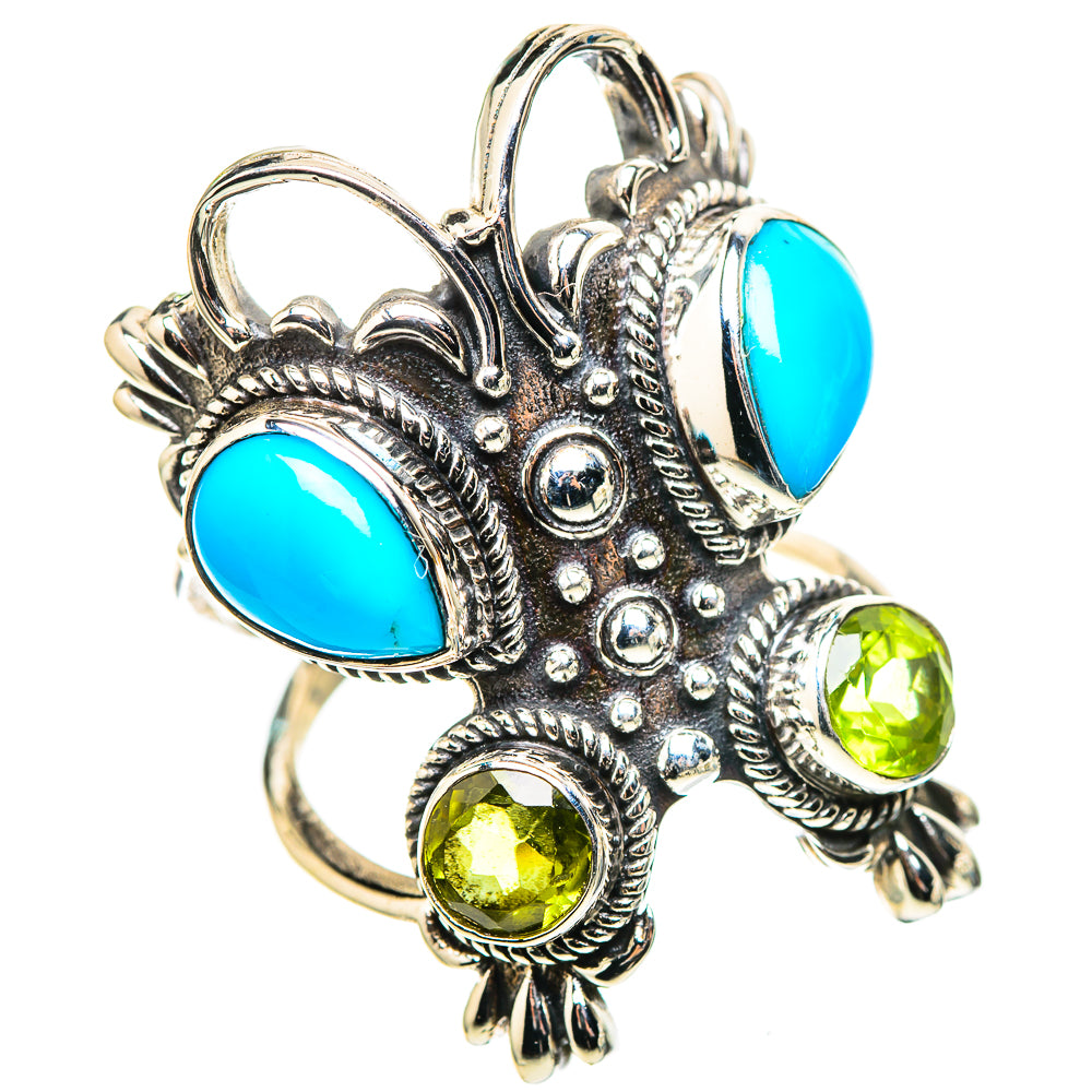 Large Sleeping Beauty Turquoise, Peridot Ring Size 7.75 (925 Sterling Silver) RING136958