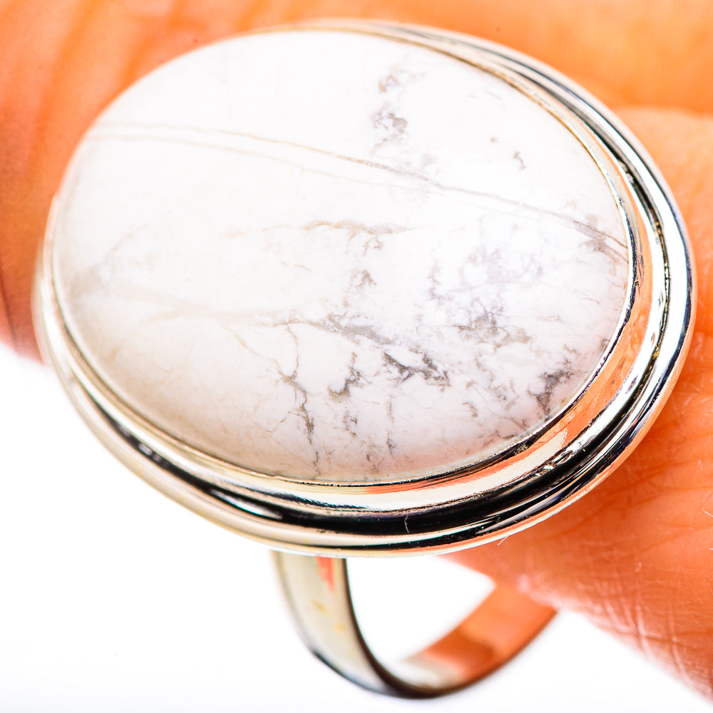 Large Howlite Ring Size 13.5 (925 Sterling Silver) RING135366