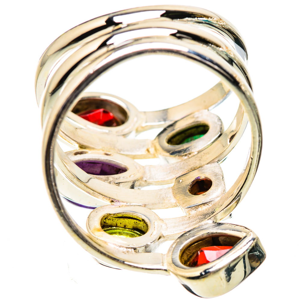 Large Garnet, Amethyst, Peridot, Emerald Ring Size 8.25 (925 Sterling Silver) RING135369