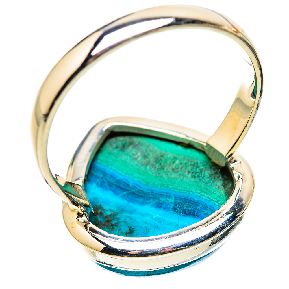 Anasilvercos Large Malachite In Chrysocolla Ring Size 14 (925 Sterling Silver)