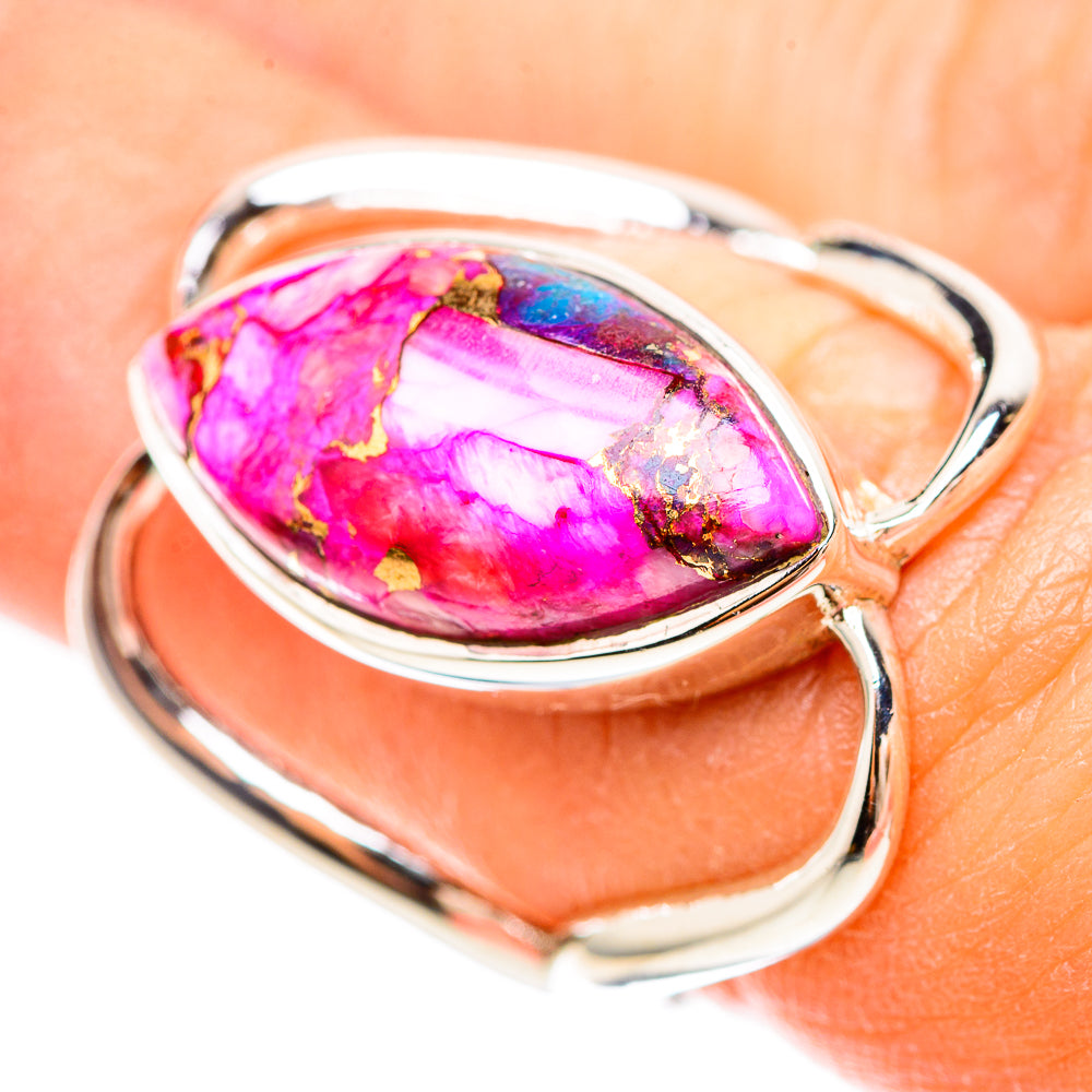 Kingman Pink Dahlia Turquoise Ring Size 6.25 (925 Sterling Silver) RING136272
