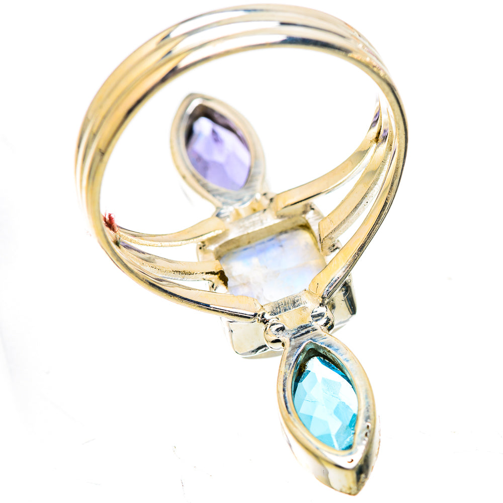 Large Rainbow Moonstone, Blue Topaz, Tanzanite Ring Size 10 (925 Sterling Silver) RING135991