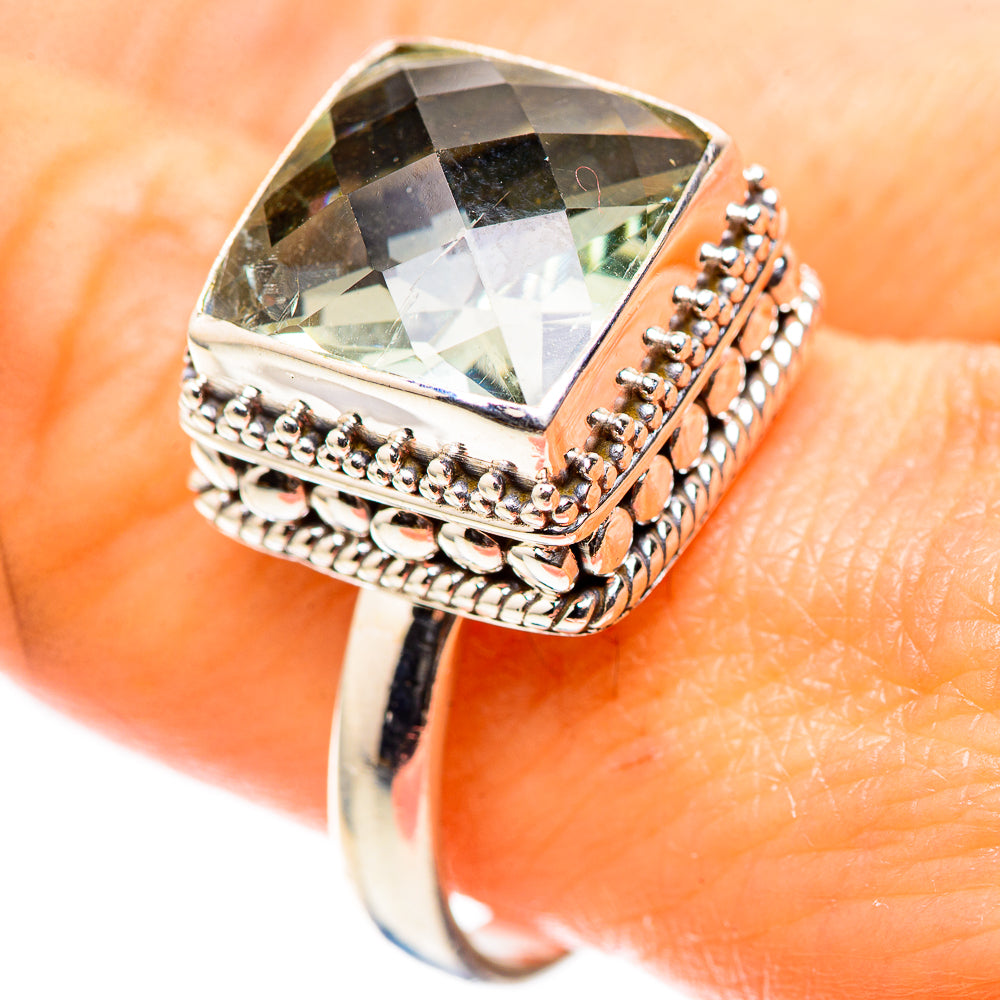 Faceted Green Amethyst 925 Sterling Silver Ring Size 9.75 (925 Sterling Silver) RING137486