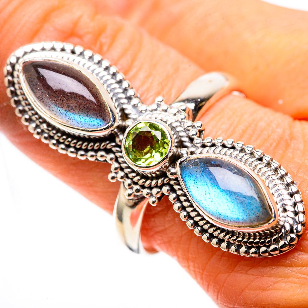 Large Labradorite, Peridot 925 Sterling Silver Ring Size 9.75 (925 Sterling Silver) RING137794