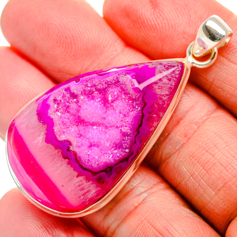 Pink Window Druzy Pendant 2" (925 Sterling Silver) PD37010