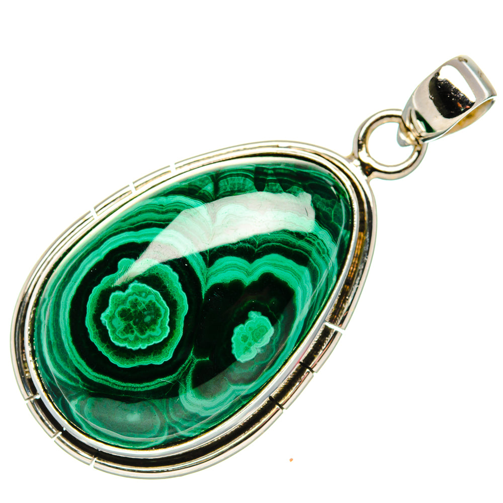 Malachite Pendant 1 3/4" (925 Sterling Silver) PD37285