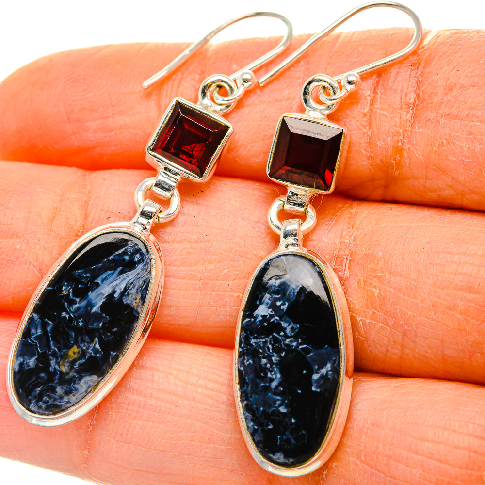 Pietersite, Garnet Earrings 2" (925 Sterling Silver) EARR431771