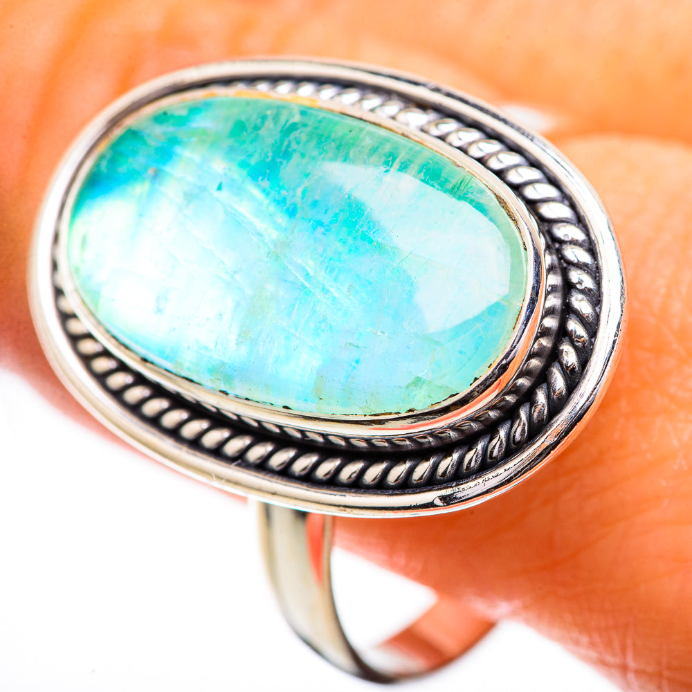 Large Green Moonstone Ring Size 12.25 (925 Sterling Silver) RING135945