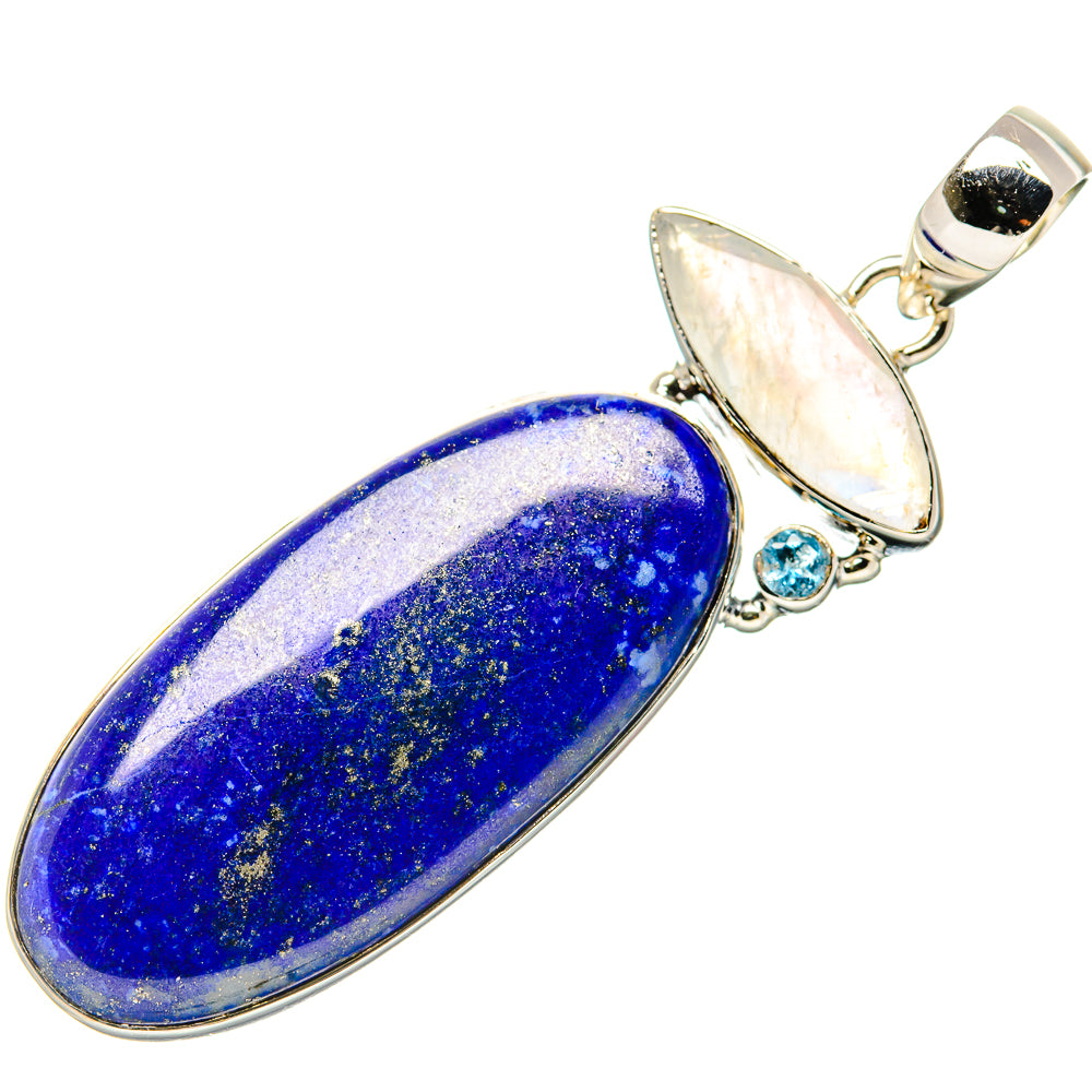 Lapis Lazuli, Rainbow Moonstone, Blue Topaz Pendant 2 3/8" (925 Sterling Silver) PD36354