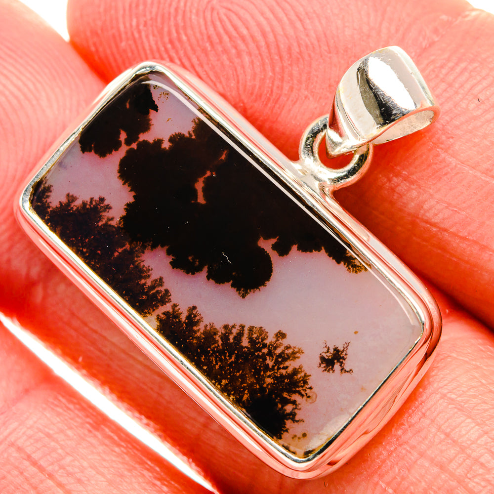 Scenic Dendritic Agate 925 Sterling Silver Pendant 1" Ana Co P37087