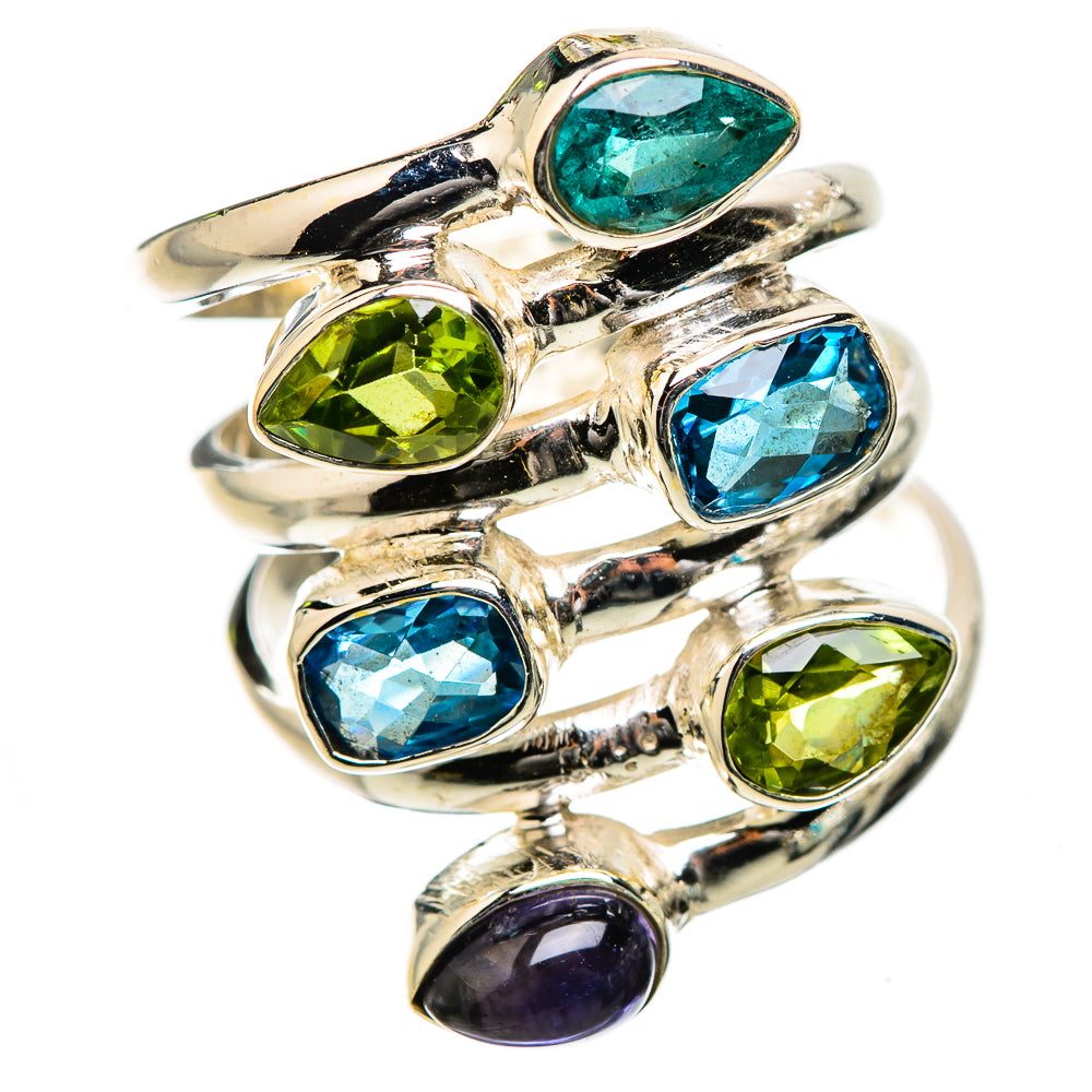 Blue Topaz, Peridot, Tanzanite Ring Size 6.25 (925 Sterling Silver) RING135414