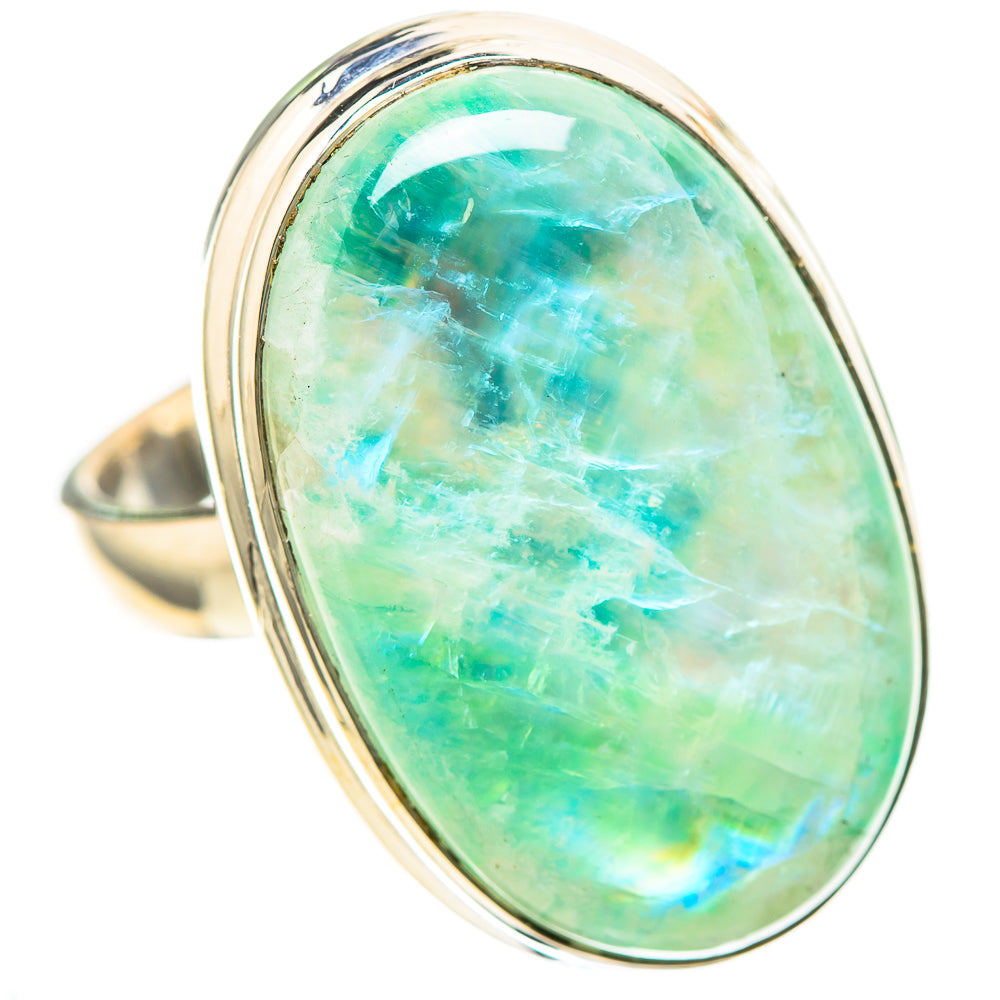 Large Green Moonstone Ring Size 6.5 (925 Sterling Silver) RING136753