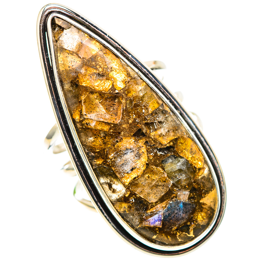 Large Brecciated Labradorite 925 Sterling Silver Ring Size 7.75 (925 Sterling Silver) RING137549