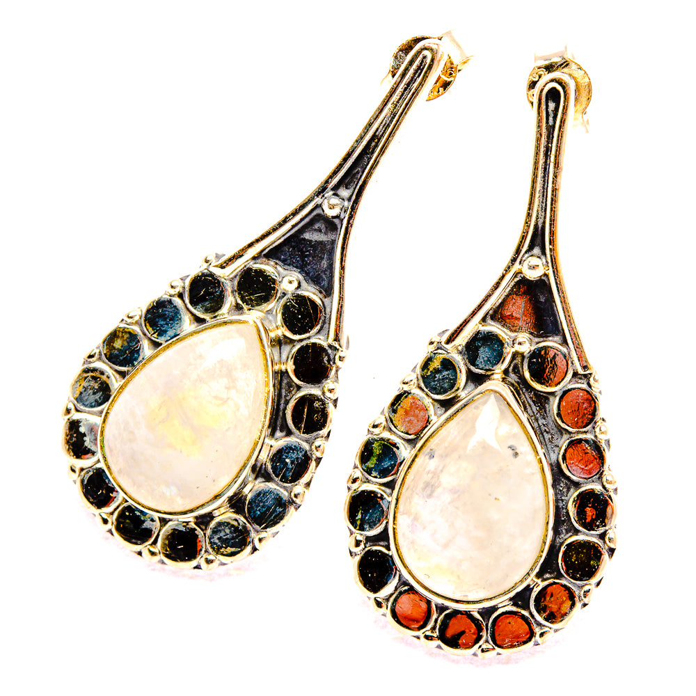 Rainbow Moonstone 925 Sterling Silver Earrings 1 3/8" Ana Co E431809