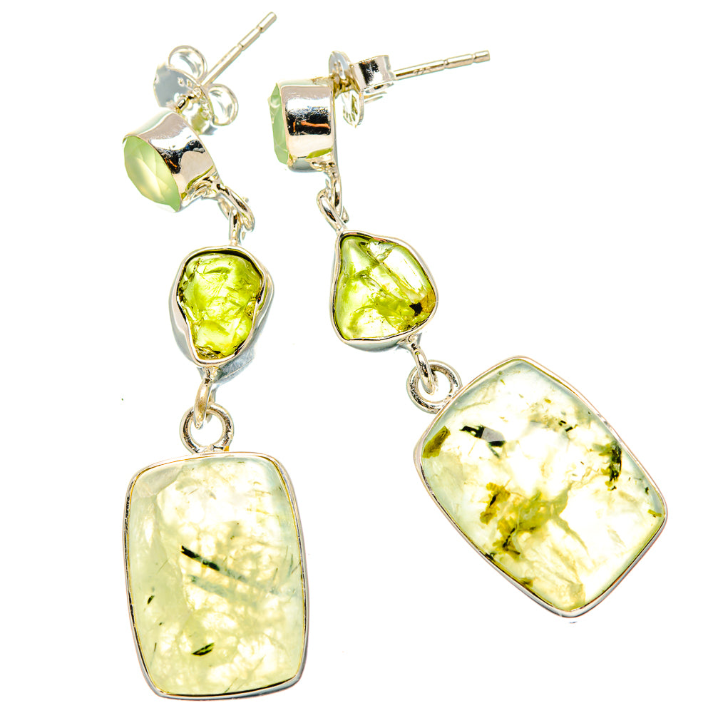 Prehnite, Peridot Earrings 1 3/4" (925 Sterling Silver) EARR431504