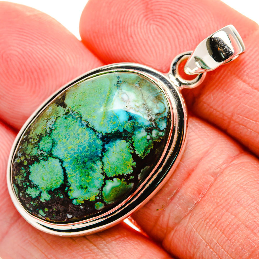 Tibetan Turquoise Pendant 1 5/8" (925 Sterling Silver) PD36985