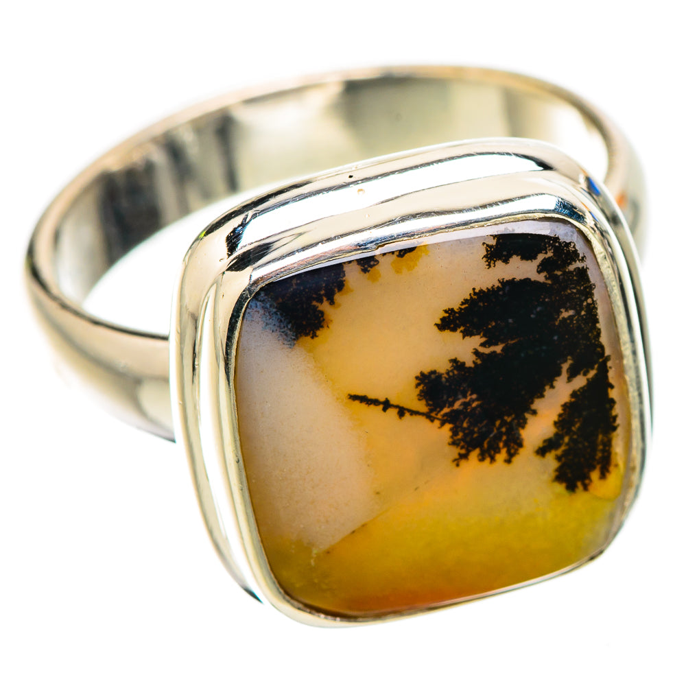 Anasilvercos Scenic Dendritic Agate Ring Size 6.25 (925 Sterling Silver)