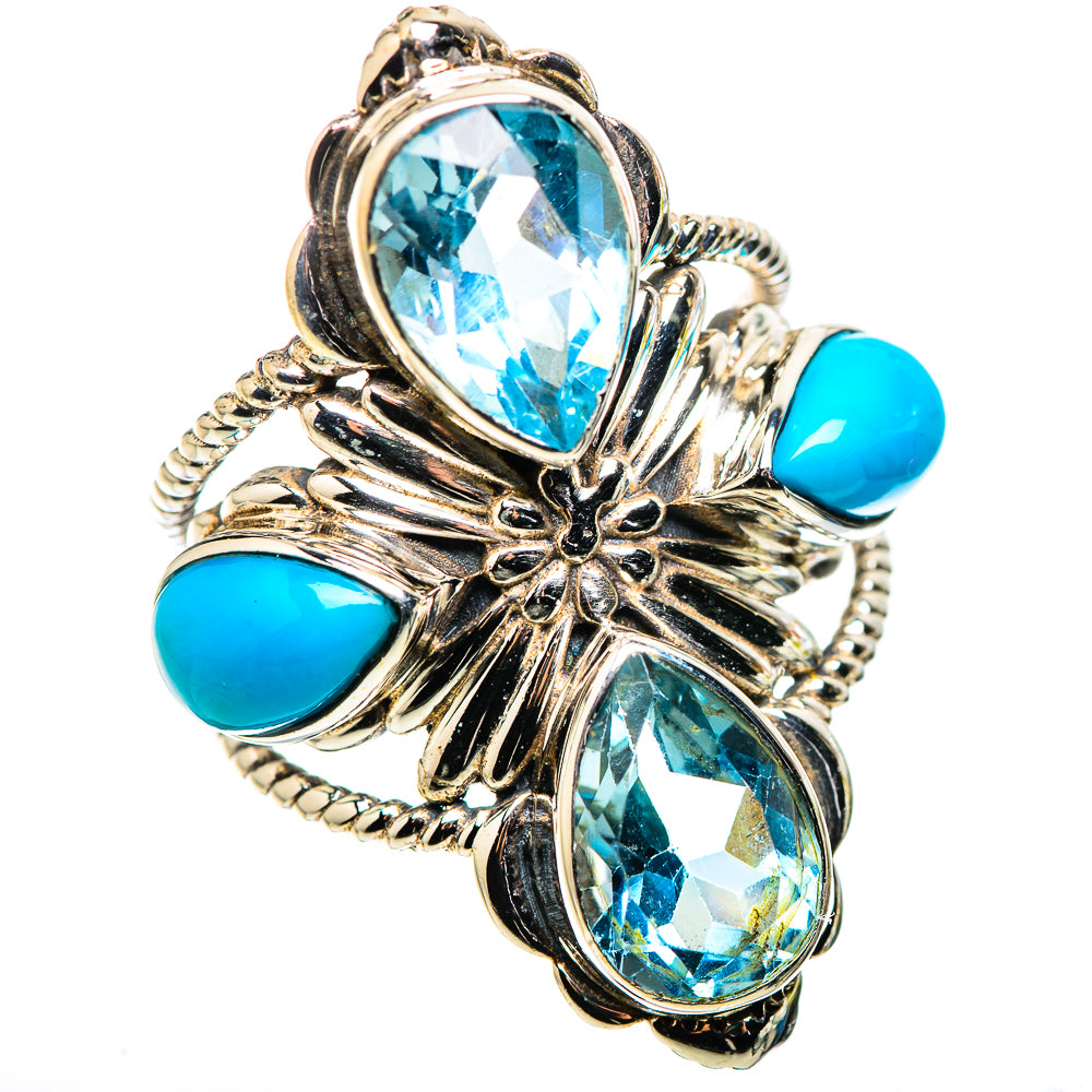 Large Blue Topaz, Sleeping Beauty Turquoise Ring Size 6 (925 Sterling Silver) RING136076