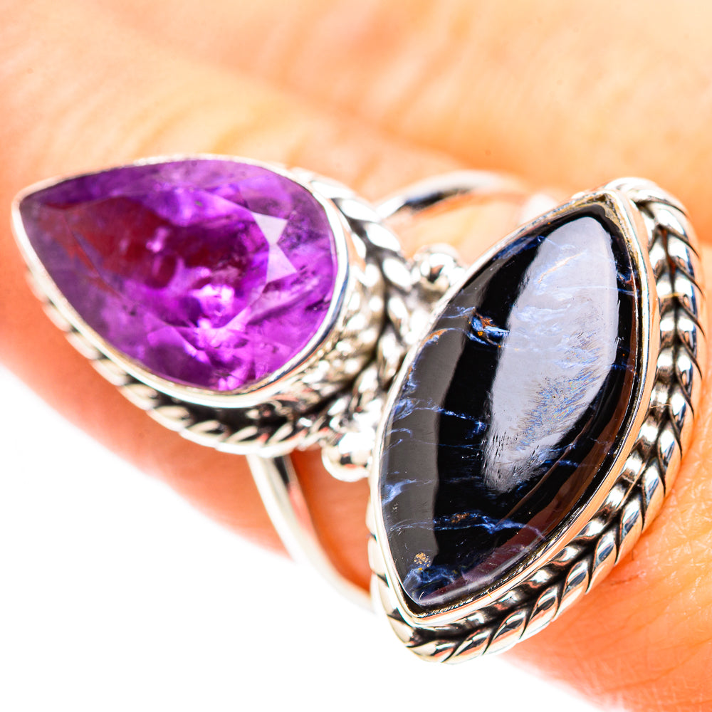 Large Pietersite, Amethyst 925 Sterling Silver Ring Size 7.25 (925 Sterling Silver) RING137579