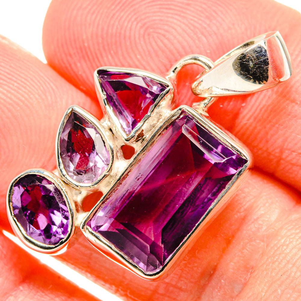 Faceted Amethyst Pendant 1 1/4" (925 Sterling Silver) PD36737