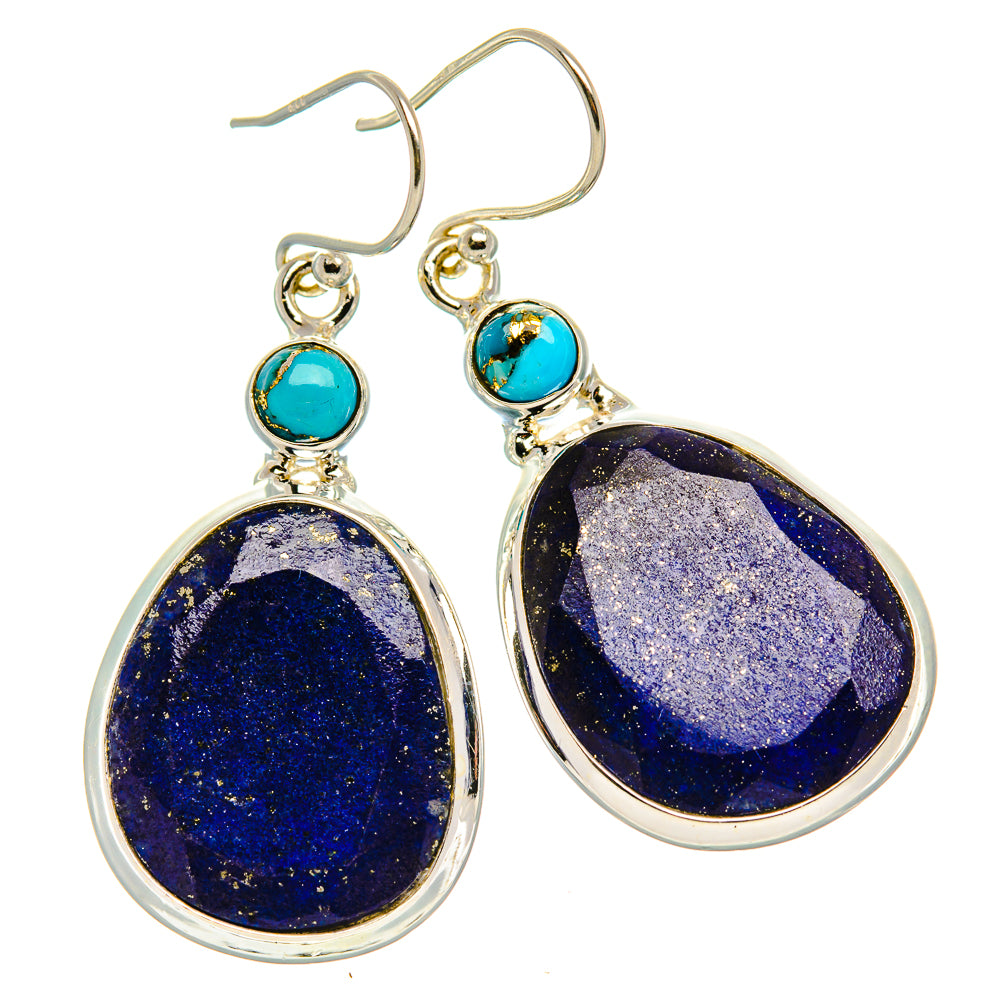 Lapis Lazuli, Blue Copper Composite Turquoise Earrings 1 3/4" (925 Sterling Silver) EARR431857