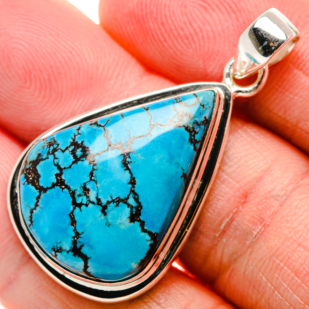 Tibetan Turquoise Pendant 1 5/8" (925 Sterling Silver) PD37296