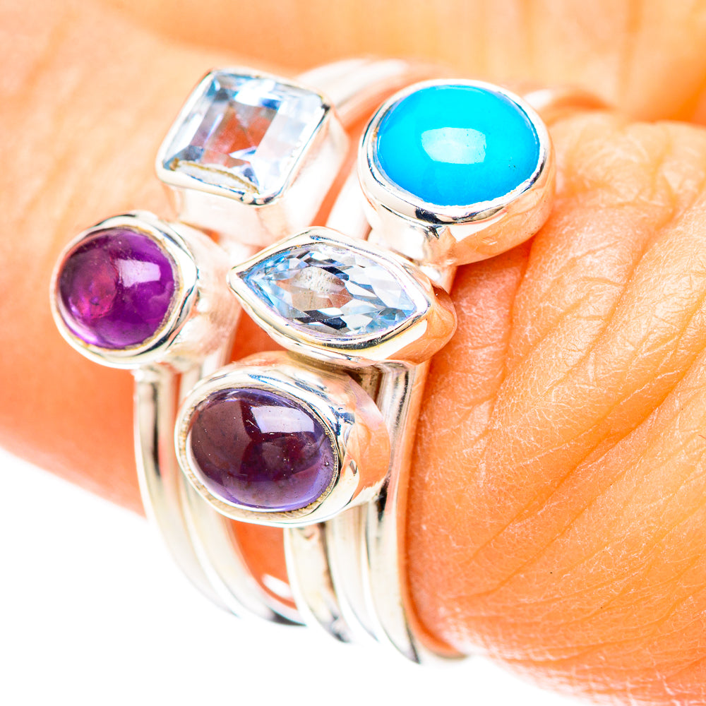 Larimar, Amethyst, Blue Topaz, Tanzanite Ring Size 6 (925 Sterling Silver) RING137021