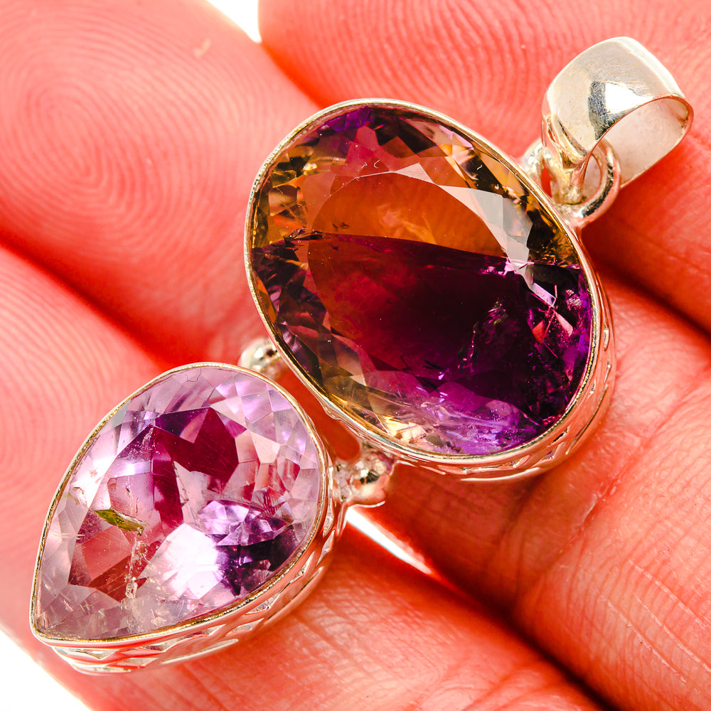 Faceted Ametrine 925 Sterling Silver Pendant 1 3/4" (925 Sterling Silver) PD37747