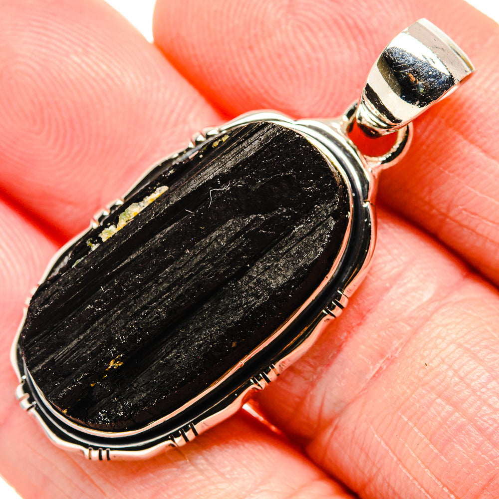 Black Tourmaline Pendant 1 3/4" (925 Sterling Silver) PD36322