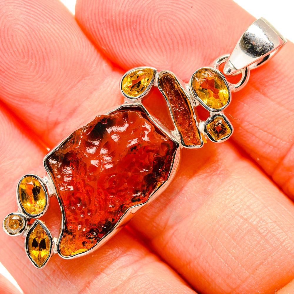 Rough Garnet, Citrine Pendant 2" (925 Sterling Silver) PD36736