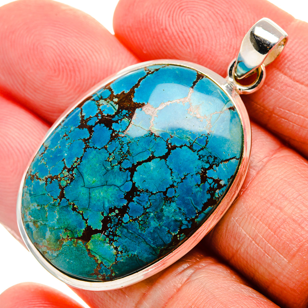 Tibetan Turquoise Pendant 2" (925 Sterling Silver) PD36994