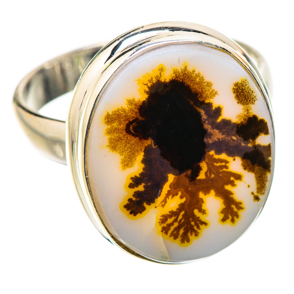 Anasilvercos Scenic Dendritic Agate Ring Size 8 (925 Sterling Silver)