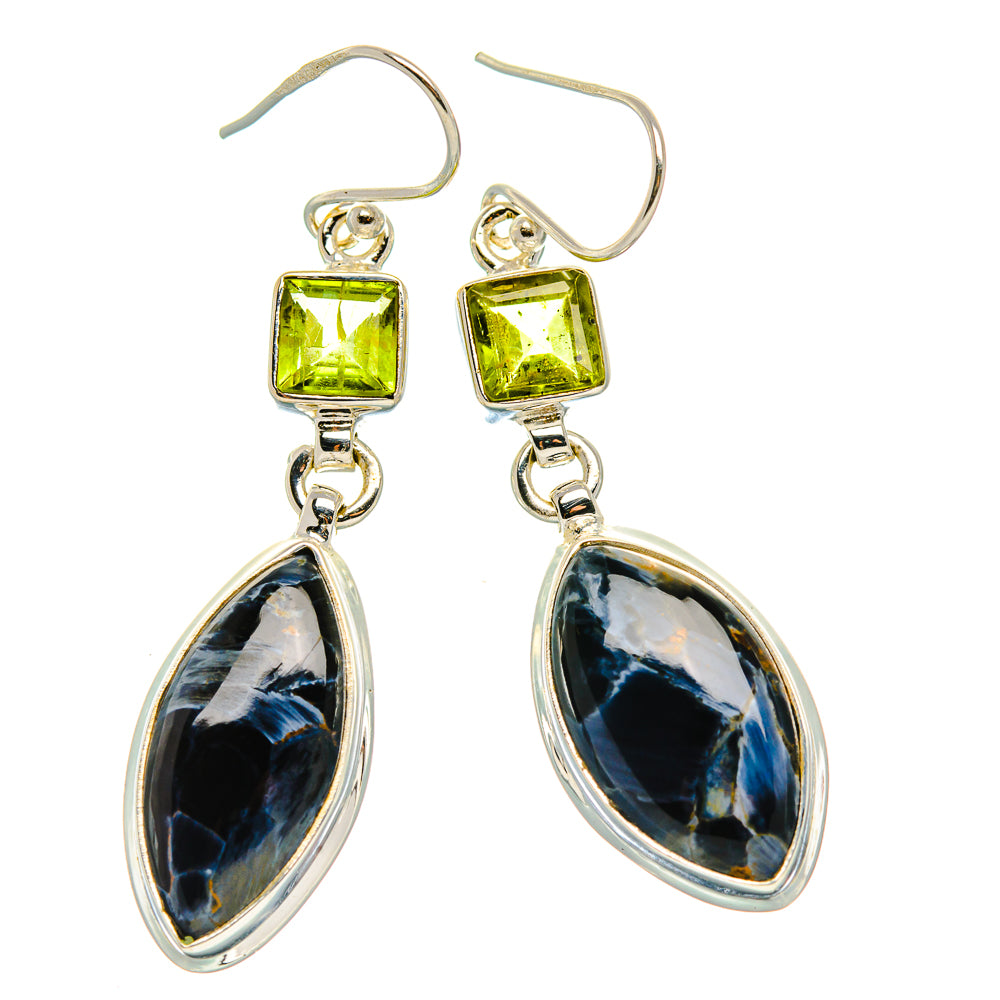 Pietersite, Peridot Earrings 2"  (925 Sterling Silver) EARR431671