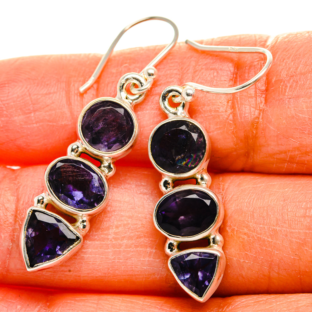 Tanzanite Earrings 1 5/8"  (925 Sterling Silver) EARR431659