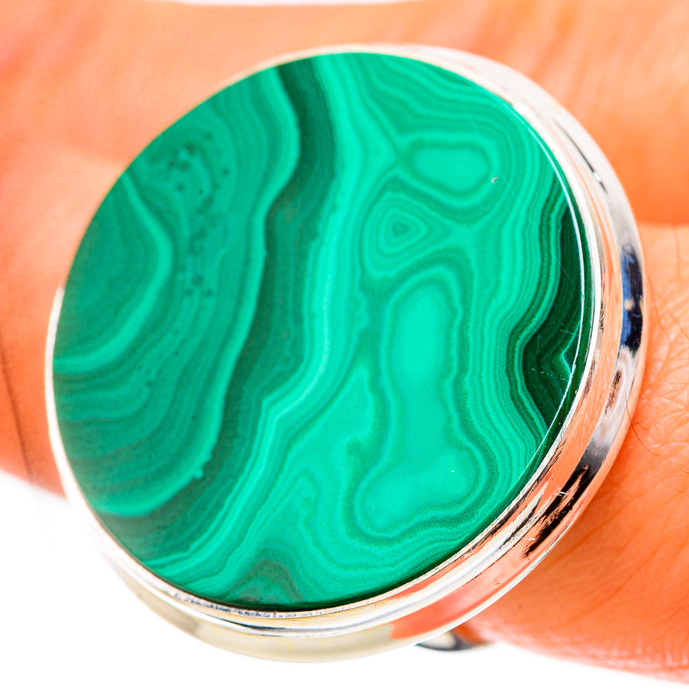 Huge Malachite Ring Size 7.5 (925 Sterling Silver) RING135555