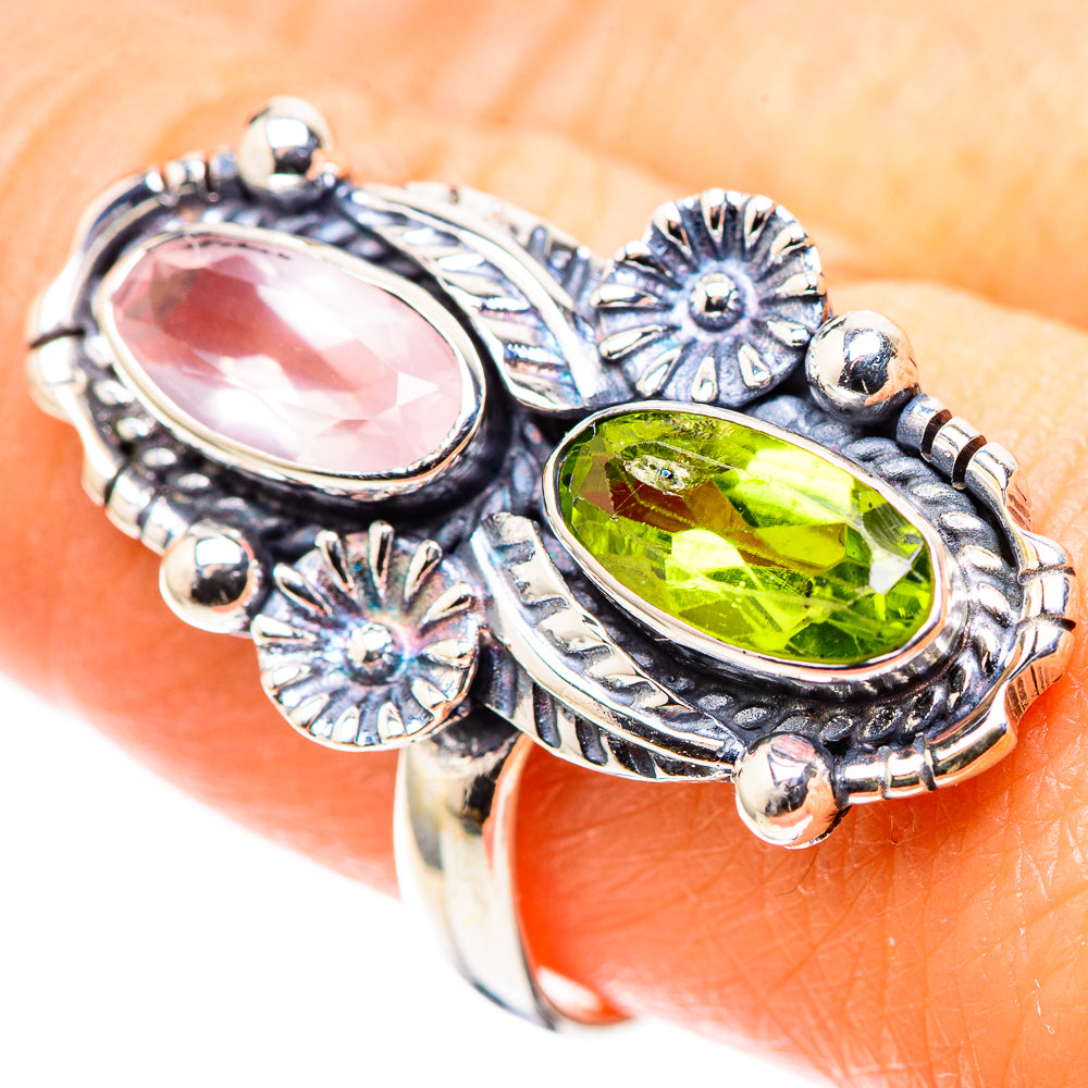Rose Quartz, Peridot Ring Size 9 (925 Sterling Silver) RING136788