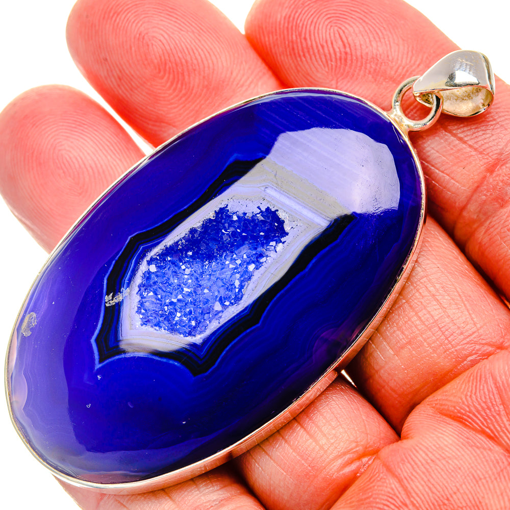 Huge Purple Window Druzy Pendant 2 3/4" (925 Sterling Silver) PD37320